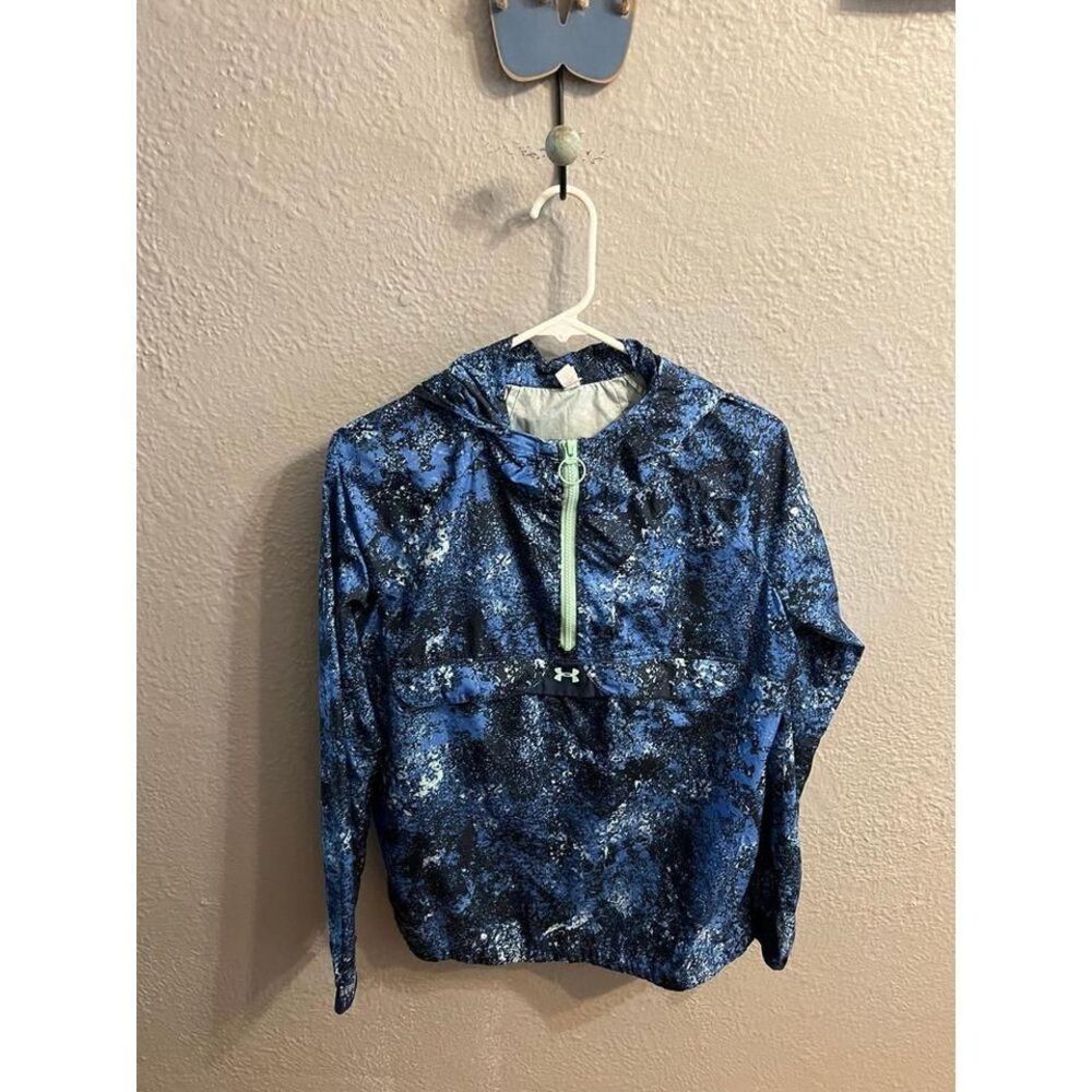 Women's under armour fourth zip pull over hood blue size extra small‎
